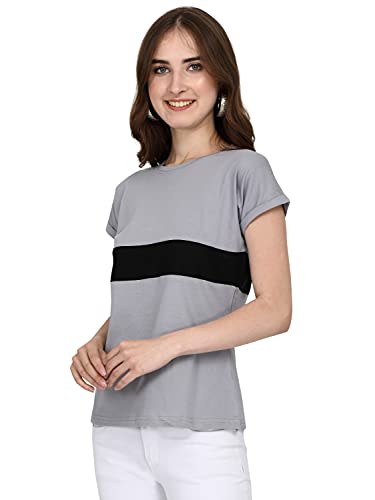 Image of GRECIILOOKS Women's Regular Fit Plain Top with Half Sleeves for Office Wear, Casual Wear, Under 399 Top for Women /Girls (Pink Large)