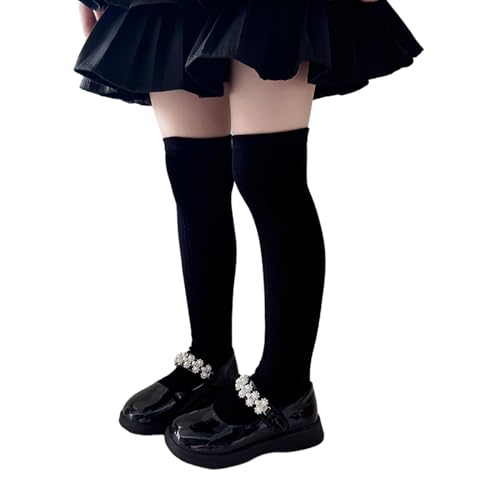 1 Pair Cotton Stockings Kids Over The Knee Socks for School Daily Comfortable and Warm Girls Socks Solid Color,Combed Cotton