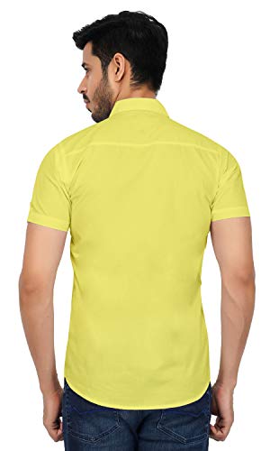 Image of Men's Cotton Solid Half Sleeve Slim fit Shirt Plus Size Shirt for Men (Yellow; XX-Large)