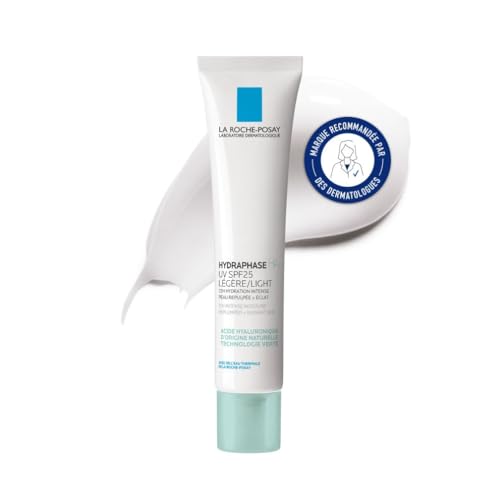 La Roche-Posay, Hydraphase, Crème Hydratante Légère UV SPF25 Légère, Hydrate & Protège, Enrichie en Acide Hyaluronique, Pour Peaux Sensibles & Déshydratées, Normales à Mixtes, 40 ml