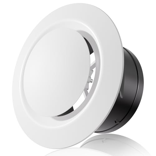 Hg Power Rejilla Ventilacion 125mm Rejilla Ventilacion Redonda Tamaño De Salida De Aire Ajustable Para Baño, Dormitorio, Cocina