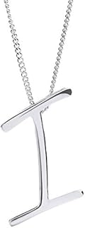 Theia Sterling Silver Personalised Large Script Initial Pendant with 18" Curb Chain