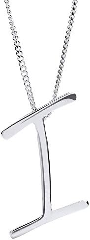 Theia Sterling Silver Personalised Large Script Initial Pendant with 18" Curb Chain