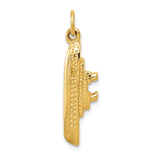 14K Gold Polished 3D Cruise Ship Charm Jewelry