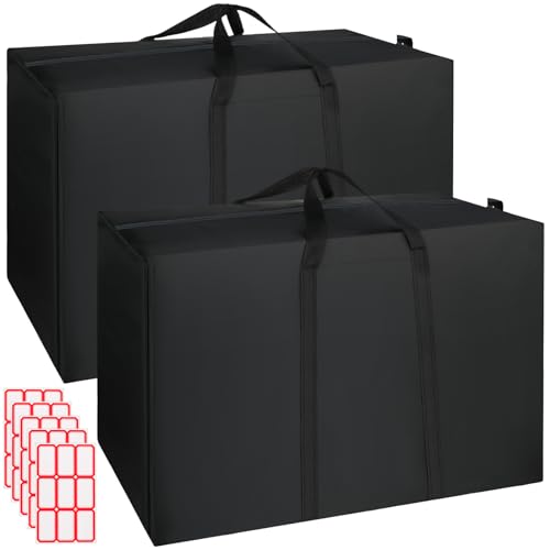 Xialvyu 2 Stück 115L Aufbewahrungstaschen Mit Griffen, Geeignet Für Bettwäsche, Bettdecke, Kissen, Decke (80,48 Bis 29 Cm) (Schwarz)