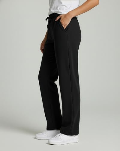 Real Essentials 3 Pack: Women's Relaxed Fit Fleece Open Bottom Sweatpants - Casual Athleisure (Available in Plus)