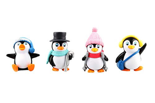 4 Pcs Micro Landscape Decorations Penguin Figures Miniature Penguin Figurines Mini Wild Animal Penguin Figurines Penguin Cake Topper Penguin Gifts Flightless Figurines Cute Skiing Penguin