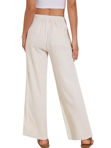 Breezy Lane Linen Pants for Women Summer High Waist Palazzo Pants Boho Beach Trousers with Pockets2