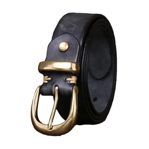 Men's 3.3Cm Genuine Leather Pin-Buckle Belt, Fashion Jeans Belts, Luxury Designer Cowboy Belt