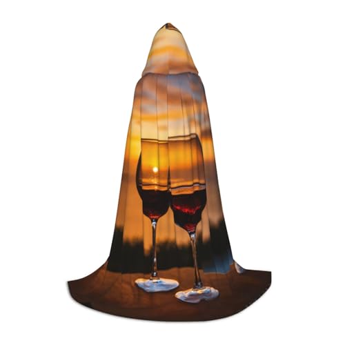 LJABCVNN Capa con capucha para adolescentes con estampado de vino tinto, eleva tu aspecto festivo para Halloween y cosplay