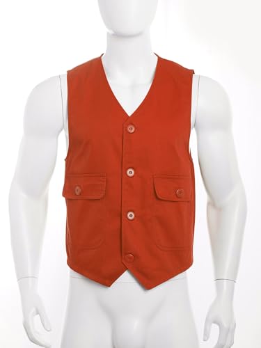 Unisex Boys Girls Irregular Hem Volunteer Vest Button Up Social Activity Waistcoat Waiter Bartender Uniform3