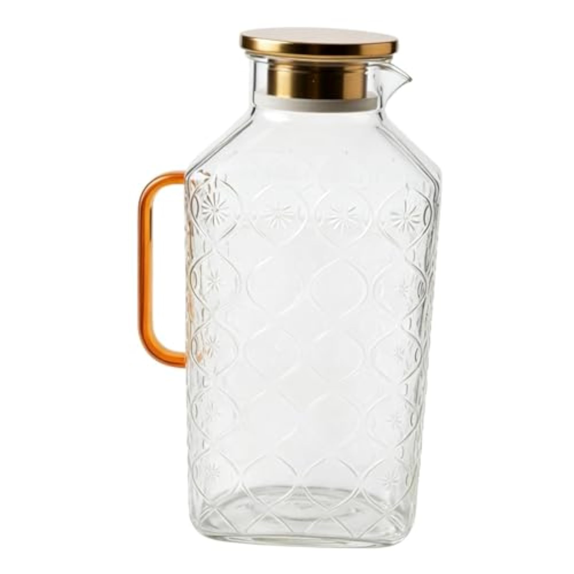 Glass Pitcher with Gold Handle for Cold Drinks
