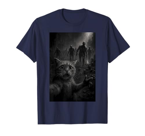 Funny Cat Selfie Top with Zombie Apocalypse T-Shirt