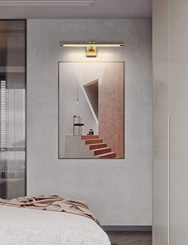 Joosenhouse LED Picture Light Fixtures Dimmable 24.4 Inches, Full Metal Artwork Display Lamp with Single Swing Arm, 14W (70W Eqv), Hardwired Connection, 3000K Warm White, Golden-Like Brass Finish