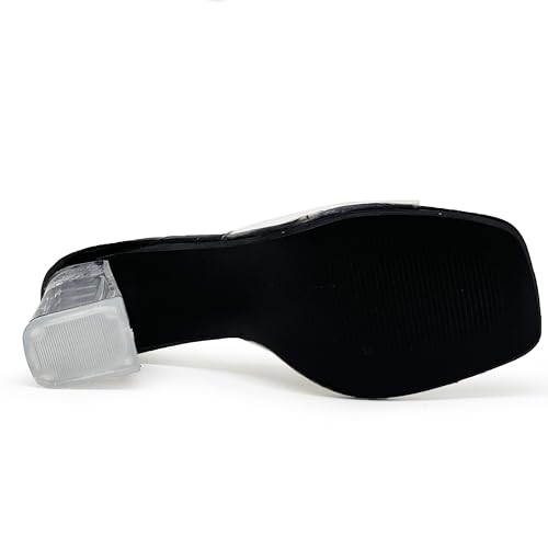 Image of WFS Women's Transparent Strap 2.5 Inch Block Heel Sandal