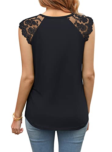 MIHOLL Women's Sleeveless Tops Lace Floral Casual Loose Blouses Tank Shirts2