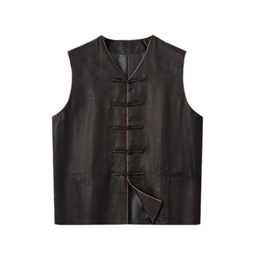 Chaleco de seda para hombre con cuello en V sin mangas y botones tradicionales estilo tang
