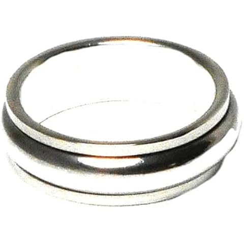 Solid 925 Solid 925 Sterling Silver Stainless Steel and Gold Tone Tri-Color Stackab...