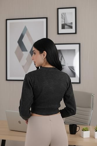 Image of Women Winter Wear V-Neck Full Sleeves Regular Fit Woollen Blouse