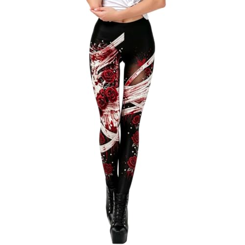 Women Halloween Leggings Skeleton Print High Waisted Soft Stretch Tights - image 7