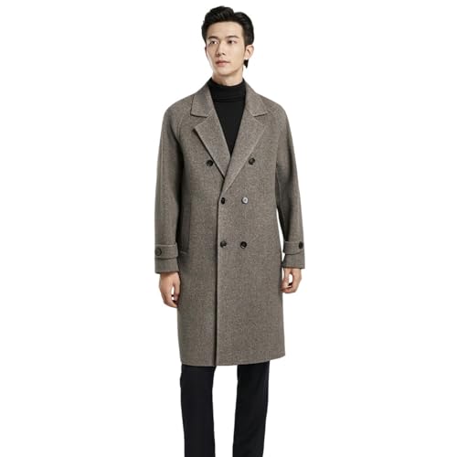 Trench laine homme double boutonnage manteau long chaud coupe vent genou