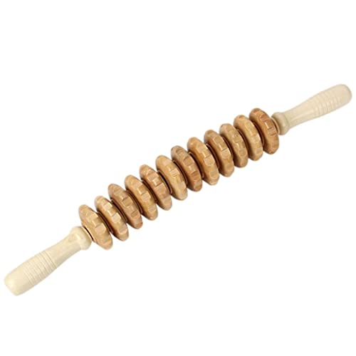 Roller massage manuel bois 12 rouleaux avec poignée ergonomique pour drainage