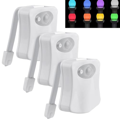 GBKDQQ Luce notturna per WC, 1 pezzi, 16 Fabre LED, con sensore di movimento, funzionamento a batteria, per WC, per bagno, illuminazione WC