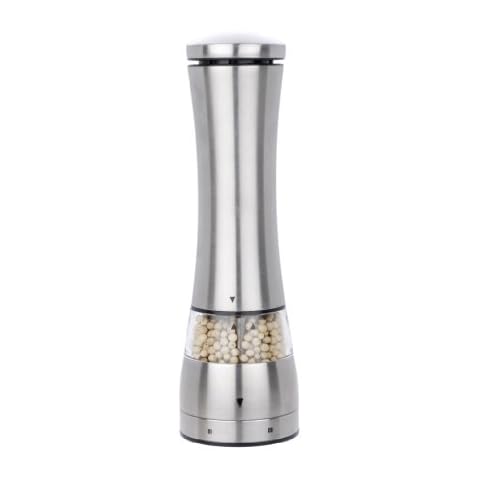 MIU France 90646 Stainless Steel Battery Powered Pepper Grinder, Silver Cover