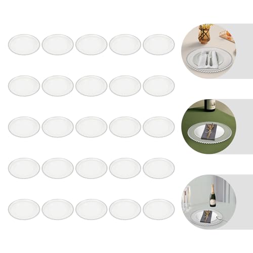 Set 25 platos cargadores transparentes y plateados 13 pulg miniatura 4