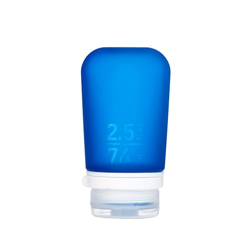 Image of humangear GoToob+ (Medium) | Refillable Silicone Travel Bottle | Locking Lid | Food-Safe Material | Dark Blue, Medium (2.5 fl.oz.; 74ml)