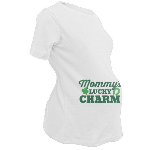 St. Patrick's Day - Mommy's Lucky Charm Maternity Shirt - Large White