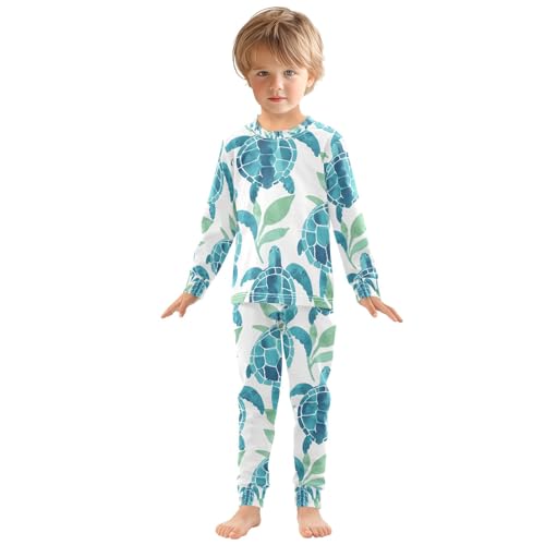 senya Green Turtle with Grass Pajamas Set Long Sleeve Soft Cotton Sleepwear 2 Piece3