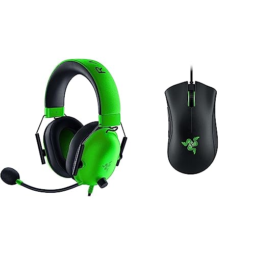 Razer BlackShark V2 X - Kabelgebundenes Multiplattform-E-Sport-Headset Grün & DeathAdder Essential (2021) - Essentielle Gaming-Maus mit optischem 6.400-DPI-Sensor Schwarz