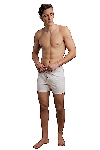 Cottonique Men's Elasticized Loose Boxer Shorts Made from 100% Organic Cotton (2/Pack | Natural)
