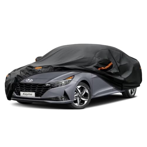 Kayme Sedan Car Cover Fit for Hyundai Elantra/Hybrid (1992-2025) Automobiles All Weather Waterproof, Outdoor Cover Sun Rain Protection, with Lock and