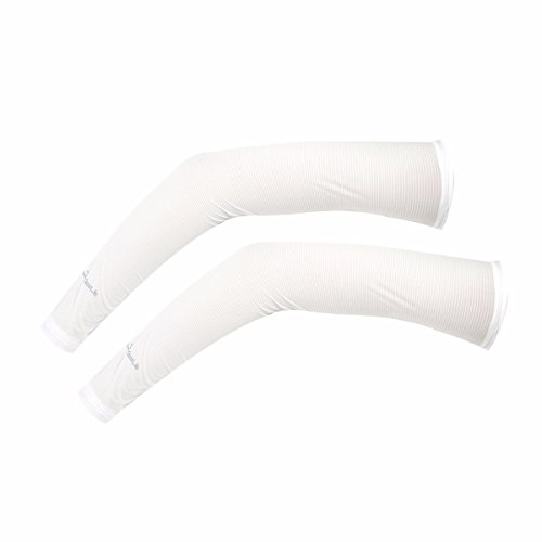 Compression Arm Sleeve For Men Women Uv Sun Protection Tactel Aqua Fabric 1 Pair (Large, White) #TOP4