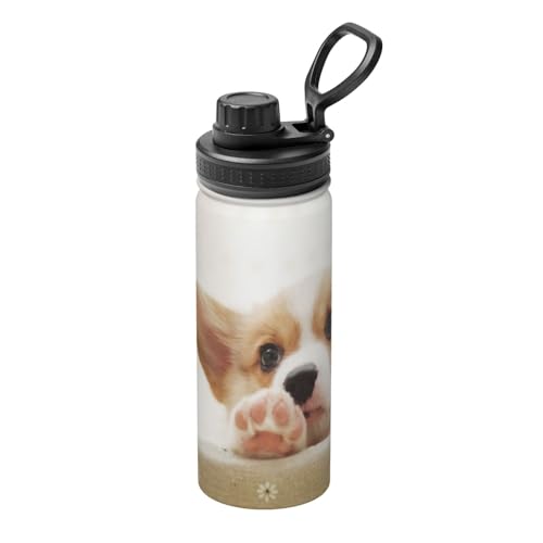 ヒョウ柄 水筒 500ml ステンレスボトル マグボトル 直飲み キャリーハンドル付き 持ち運び便利 コンパクト 保温保冷