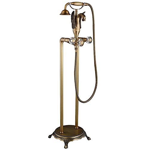 Robinetterie de Baignoire Sur Pied Rétro Mitigeur de Baignoire Ilot Autoportante Double Robinet...