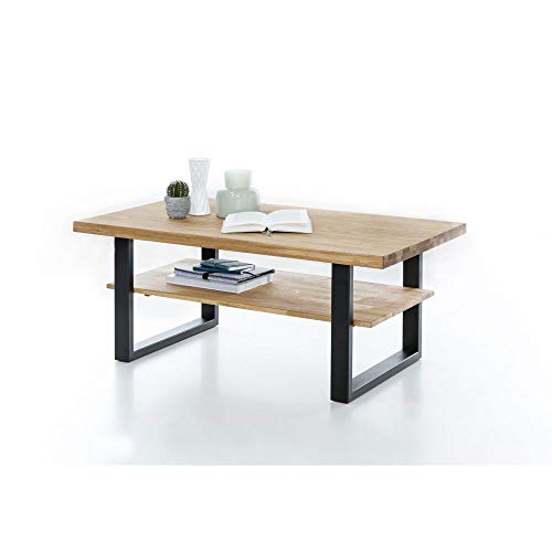 Table basse Klara en chêne huilé avec profil en U Noir 115 x 65 cm