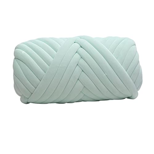 LOVIVER 500G Velvet Chunky Yarn Arm Knitting Rug Making Lavable DIY Doux Jumbo Fil Tubulaire pour Macramé Projets Paniers Coussin Tissage Crochet, Vert Clair