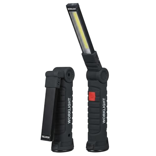 Vagocom LED Rechargeable Work Lights, Flashlight Hand Tools Magnetic Worklight,360°Rotate 5 Modes Portable Inspection Torch for Mens Dad Birthday Gift,Mechanics,Automotive,Camping,Emergency (2 Pack)