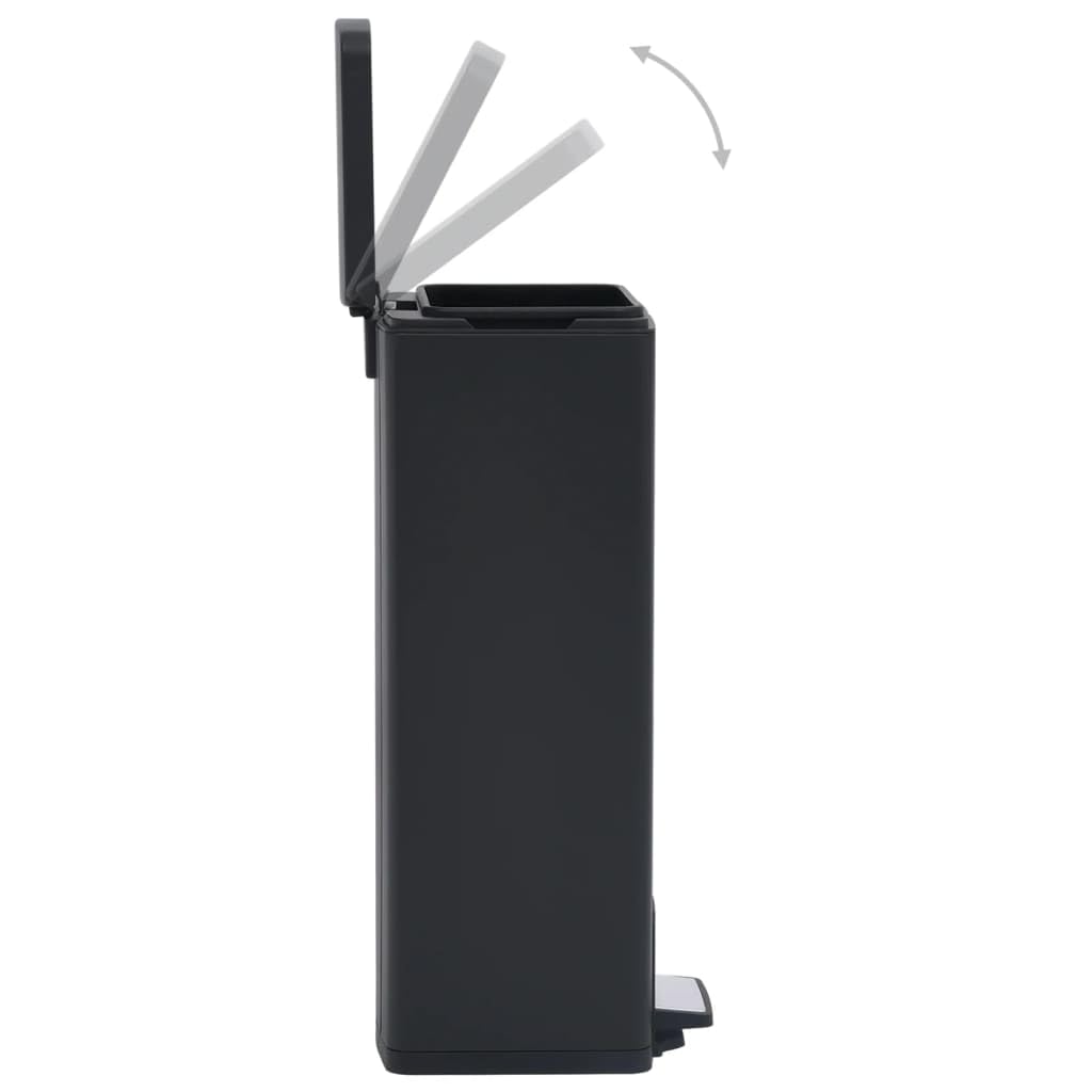 Cubo de basura con pedal antihuellas 30 L negro acero inoxidable inodoro con cubo interior para cocina, baño, oficina, salón, hogar y reciclaje
