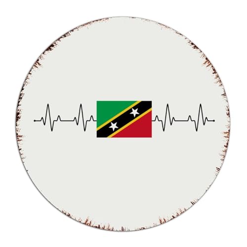 Plaque en métal de Saint-Christophe-et-Niévès - 30,5 x 30,5 cm - Décoration murale de style rustique pour salle de bain, salon, salon - Plaque de signal international pour jardin