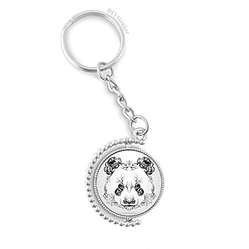 Porte-clés anneau rotatif anti-nœuds avec motif panda géant