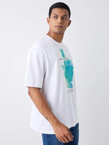 Image of Spykar Men's Oversized Round Neck Half Sleeve Solid Casual T-Shirt