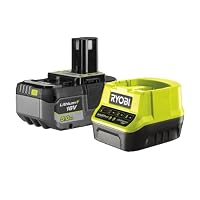 RYOBI 18 V ONE+ Starterset RC18120-150 (Lithium+ Akkutechnologie: Akku-Ladestandsanzeige, Einzelzellenüberwachung, Überlastschutz, inkl. 1 x 5,0 Ah Akku und Schnellladegerät) – Ansicht 1