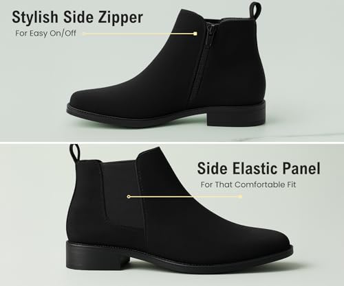 Image of Kraasa THE Ashford - Men's Stylish Vegan Leather Chelsea Boots with Side Zipper & Elastic Panel, Square Toe Ankle Boot (Tan /Black /Brown)