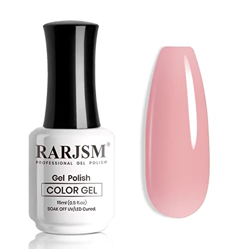RARJSM Nude Gel Polish Sheer Rose Pink Gel Nail Polish Clear Pink French Manicure Nude Pink Jelly Nail GelPolish Varnish Curing Requires 1pcs 15ml LED UV Gel Soak Off for Home Salon Nail Art DIY