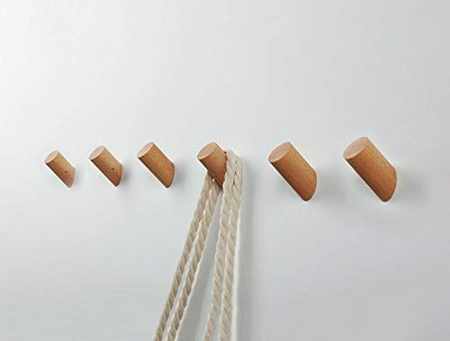 Patères en bois de hêtre (lot de 6) pour entrée et chambre