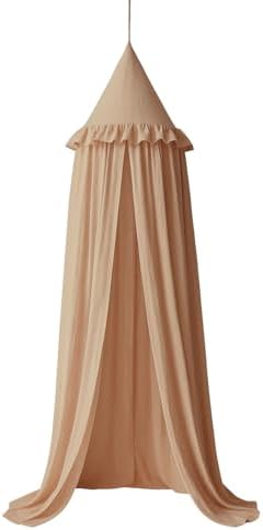 Wonder Space Children's Bed Canopy with Ruffles, Pastel Neutral C...